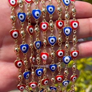 Evil Eye Mini Hearts 14K Gold Filled Bracelet